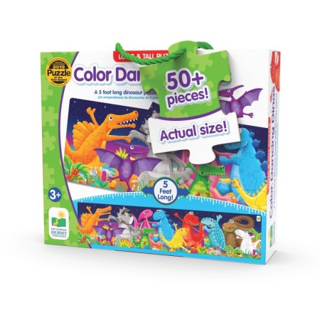 Puzzle lung de podea Dinozauri colorati cu peste 50 de piese 152.4 cm lungime 3-6 ani